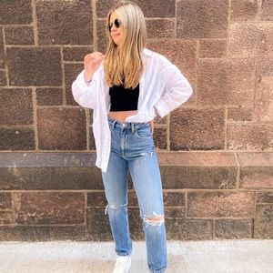 Zara Ripped Mom Fit Jeans